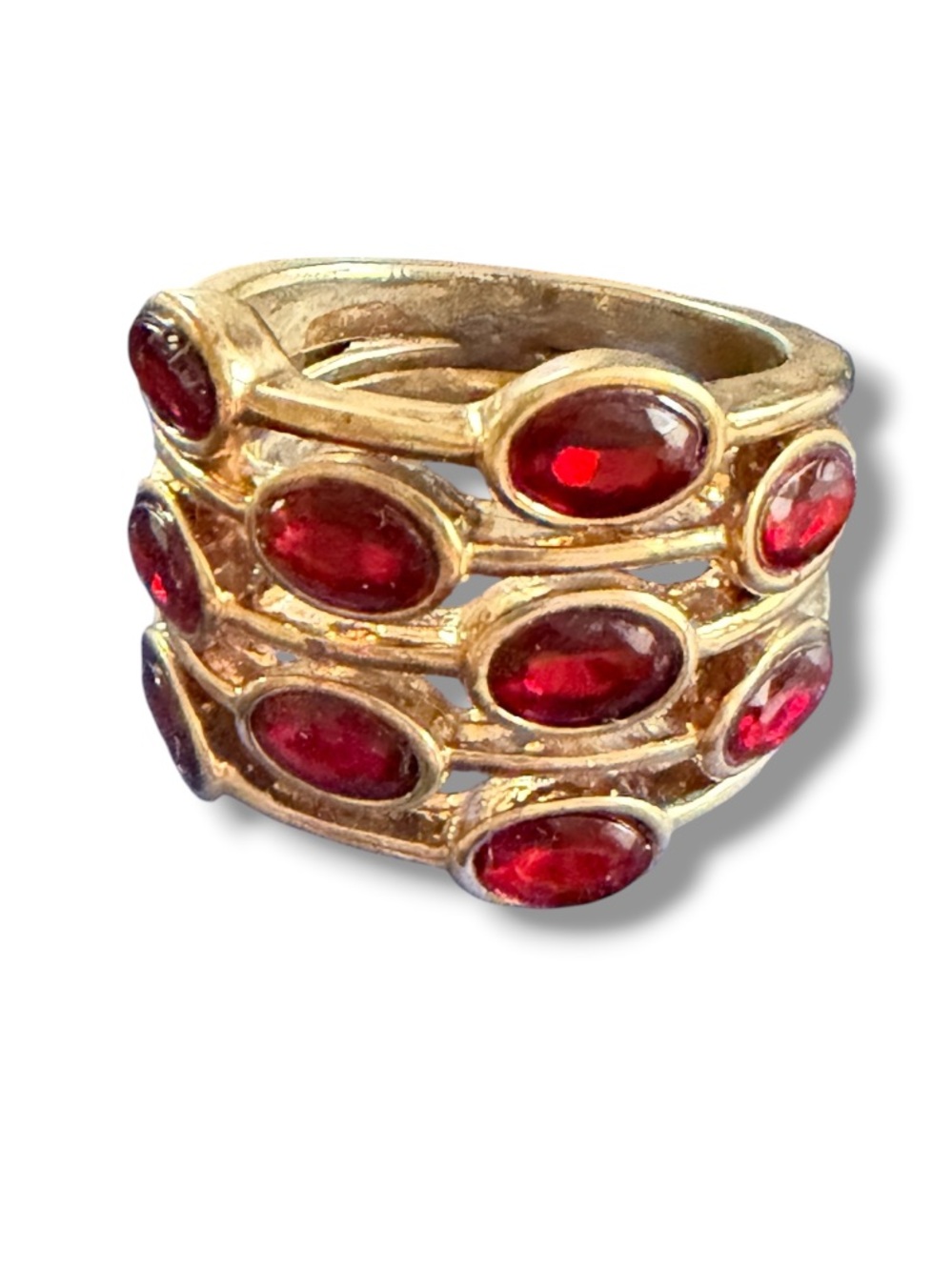 Avon Women’s Gold-Tone Multi-Row Red Stone Ring
